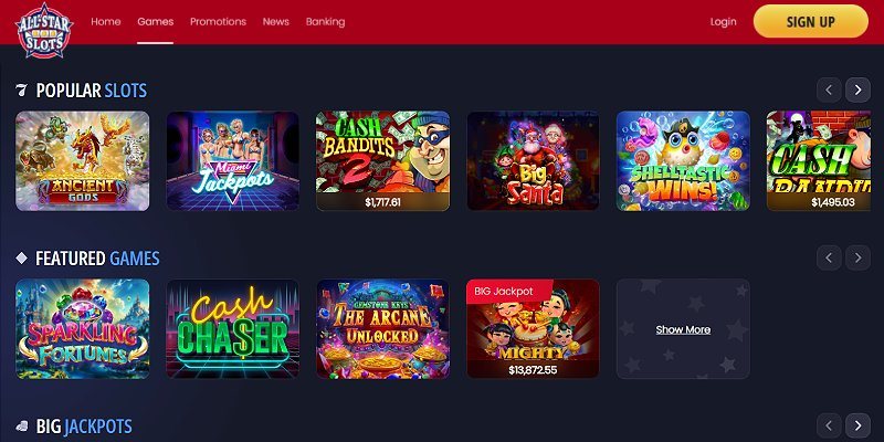 All Star Slots casino lobby (US)