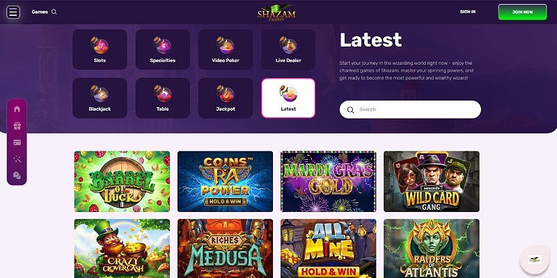 Shazam Casino casino lobby (US)